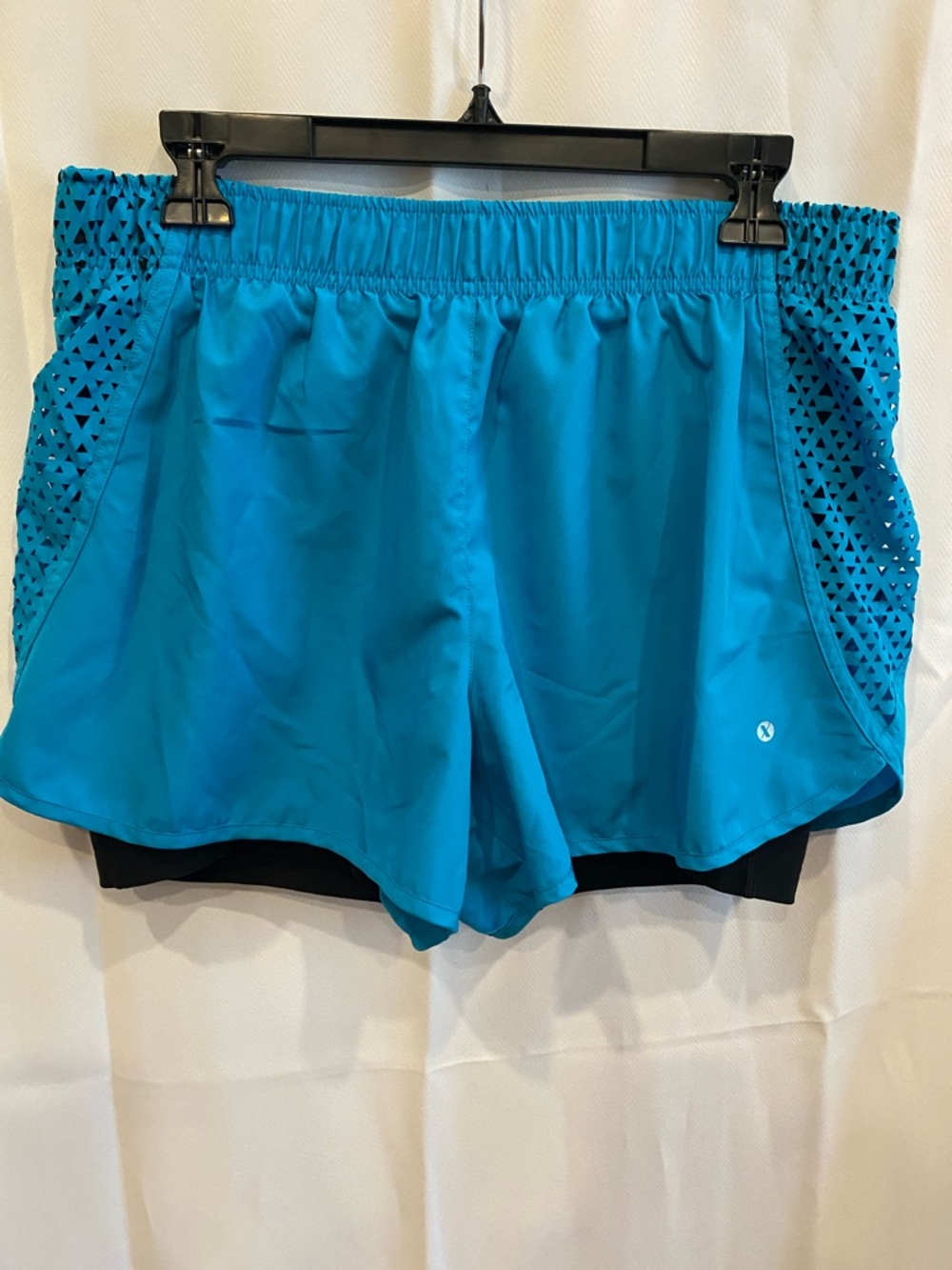 Xersion Teal Athletic Shorts with Perforated Side Panels